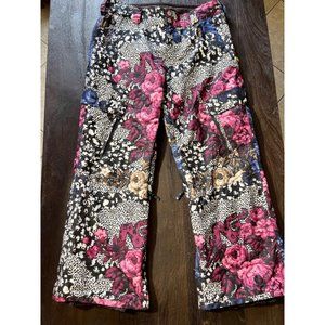 Women's Burton Analog Snow Board Pants Cheetah Floral Pattern